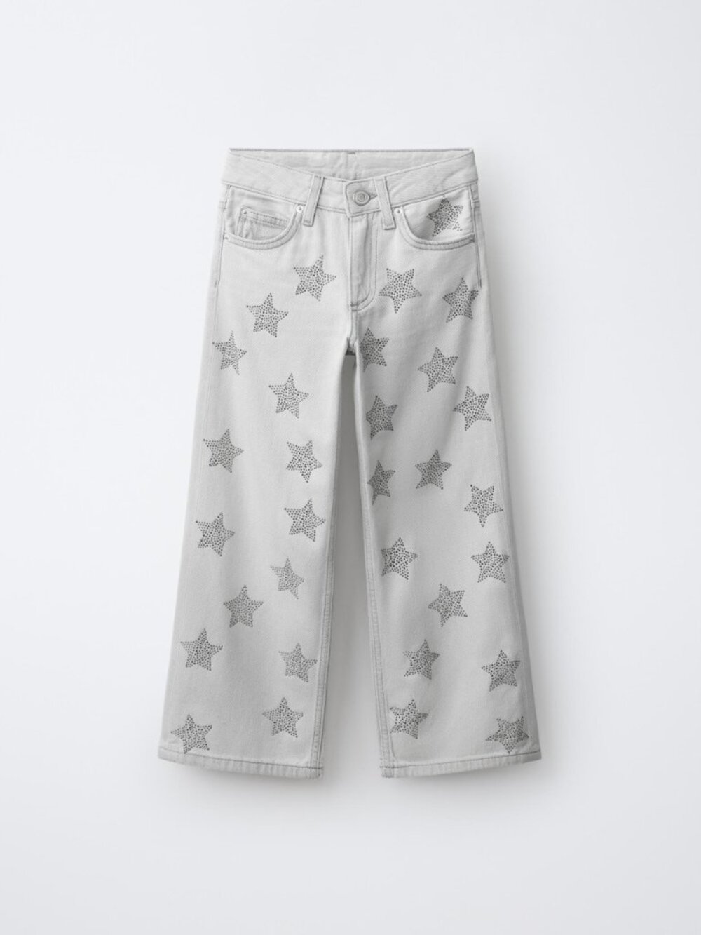 Zara Girls' Star Print Studded Wide Leg Jeans Size 11-12 NWT